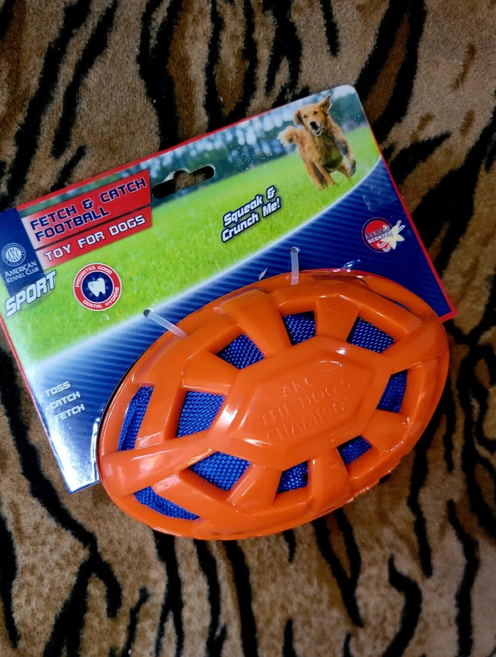 Dog Akc Squeak & Catch Football - Various Colors Large New!